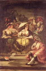 バルコニーの女性たち、1859